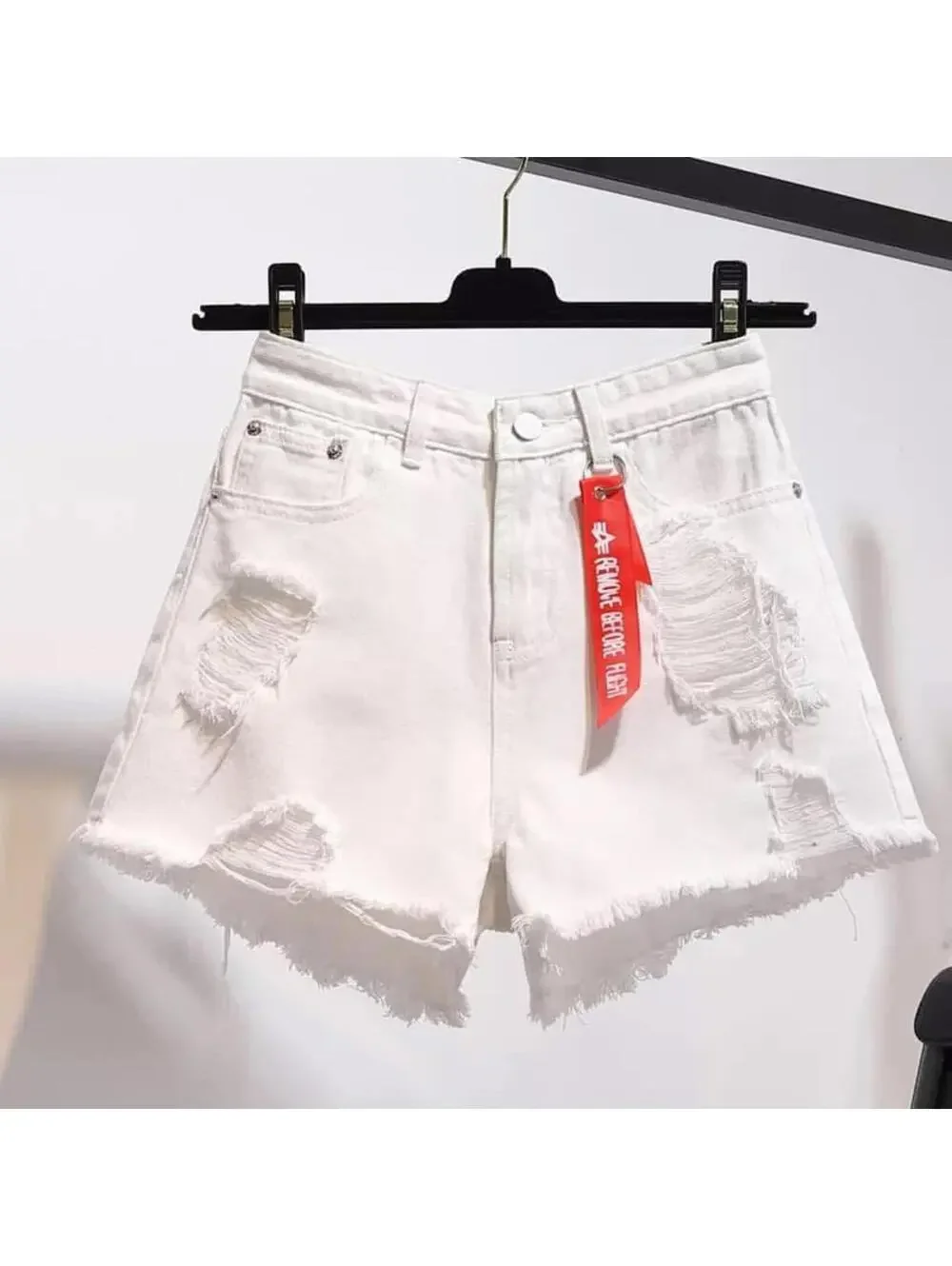 Blue Distressed Denim Shorts